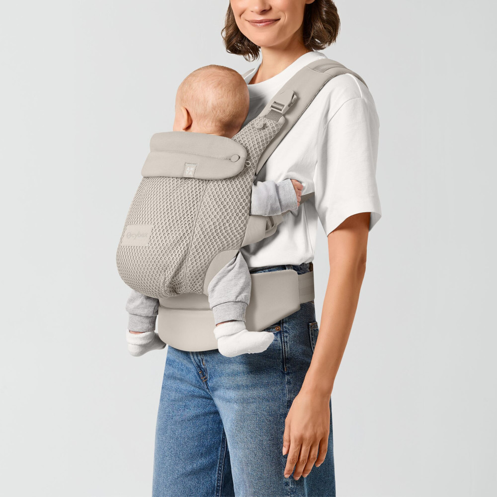 Cybex Amya - ergonomiczne nosidełko dla dzieci od urodzenia do ok. 3 lat, cztery pozycje noszenia, oddychająca siateczka 3D • Dune Grey