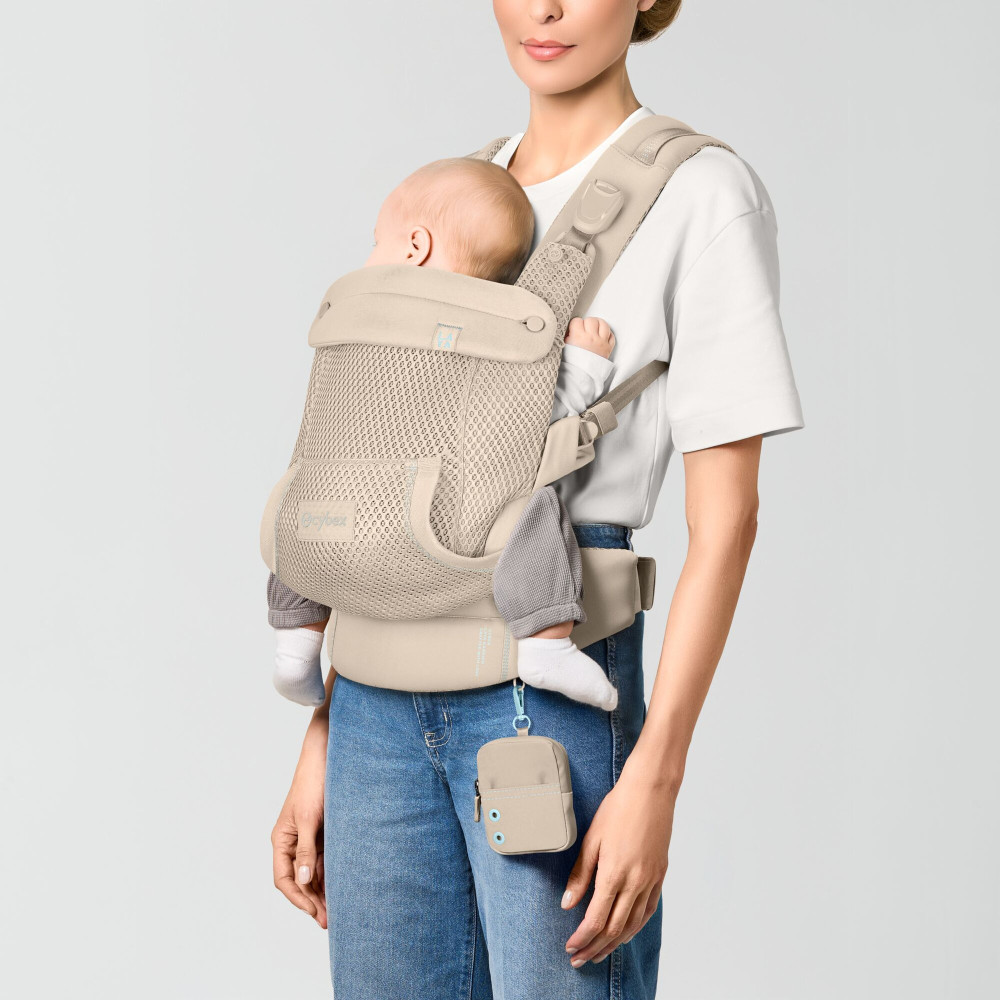 Cybex Laya - ergonomiczne nosidełko dla dzieci od urodzenia do ok. 3 lat, z kieszenią kangurka i odpinaną portmonetką, magnetyczne klamry • Almond Beige