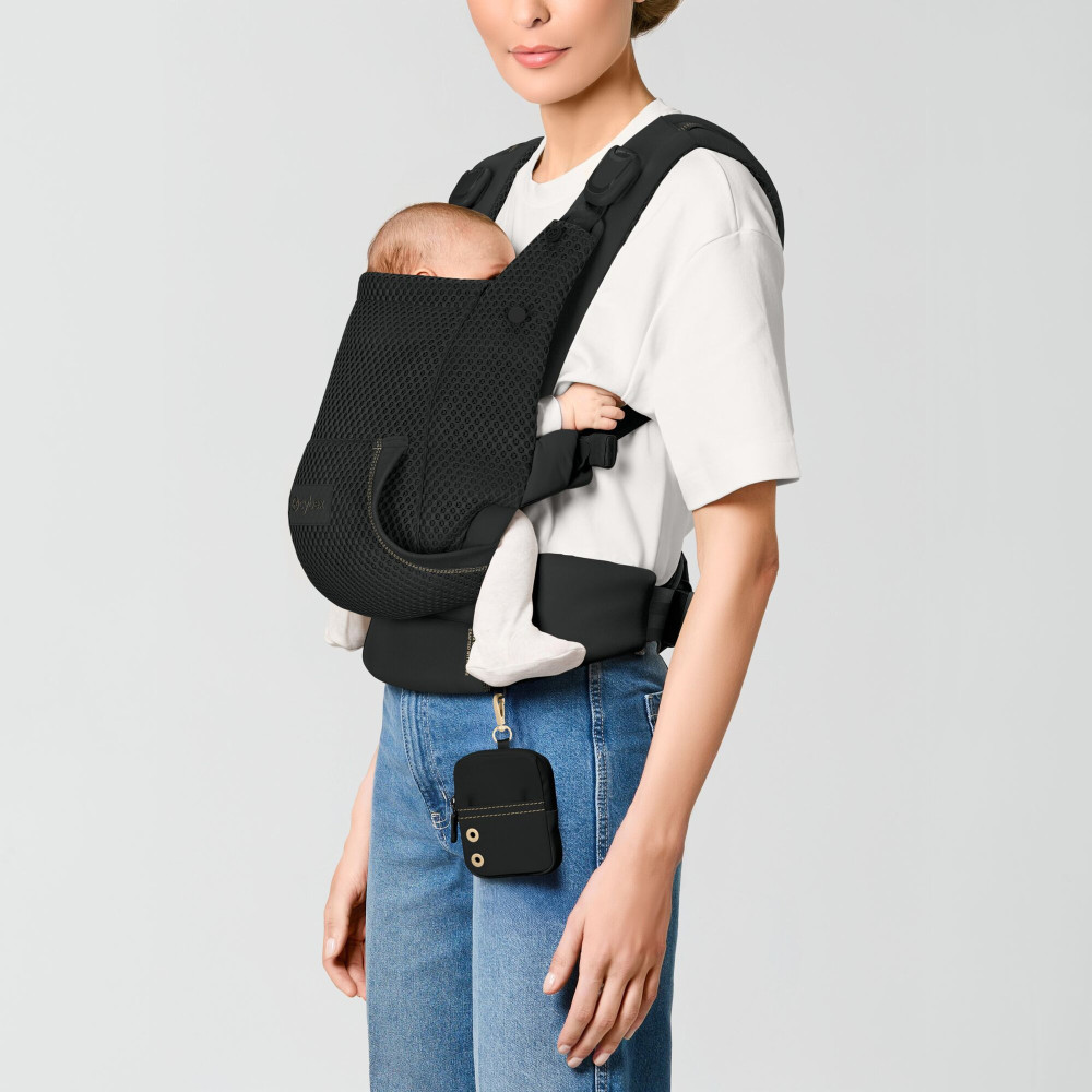 Cybex Laya - ergonomiczne nosidełko dla dzieci od urodzenia do ok. 3 lat, z kieszenią kangurka i odpinaną portmonetką, magnetyczne klamry • Magic Black
