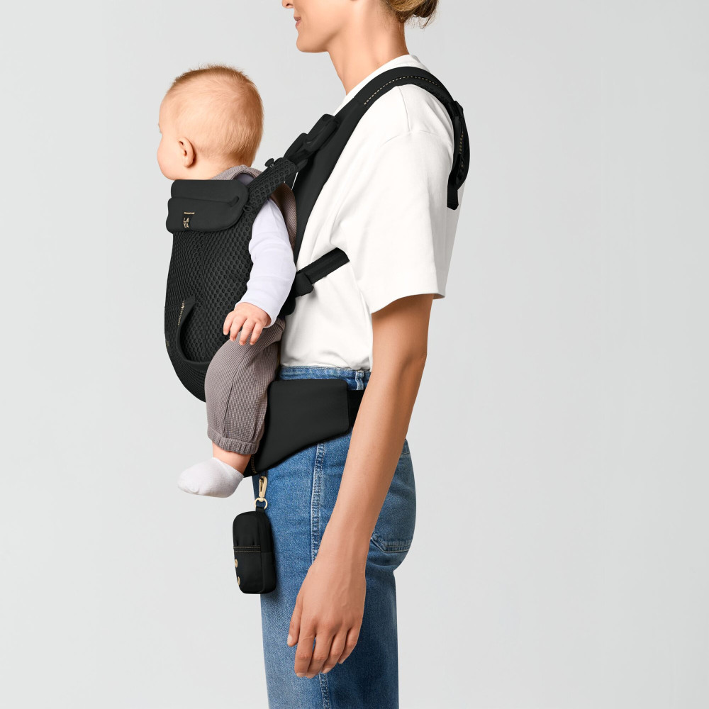 Cybex Laya - ergonomiczne nosidełko dla dzieci od urodzenia do ok. 3 lat, z kieszenią kangurka i odpinaną portmonetką, magnetyczne klamry • Magic Black