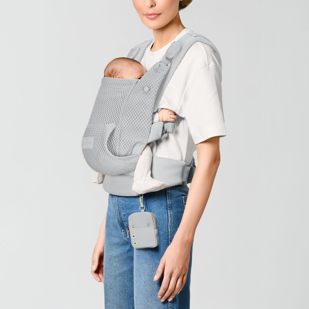 Cybex Laya - ergonomiczne nosidełko dla dzieci od urodzenia do ok. 3 lat, z kieszenią kangurka i odpinaną portmonetką, magnetyczne klamry • Fog Grey