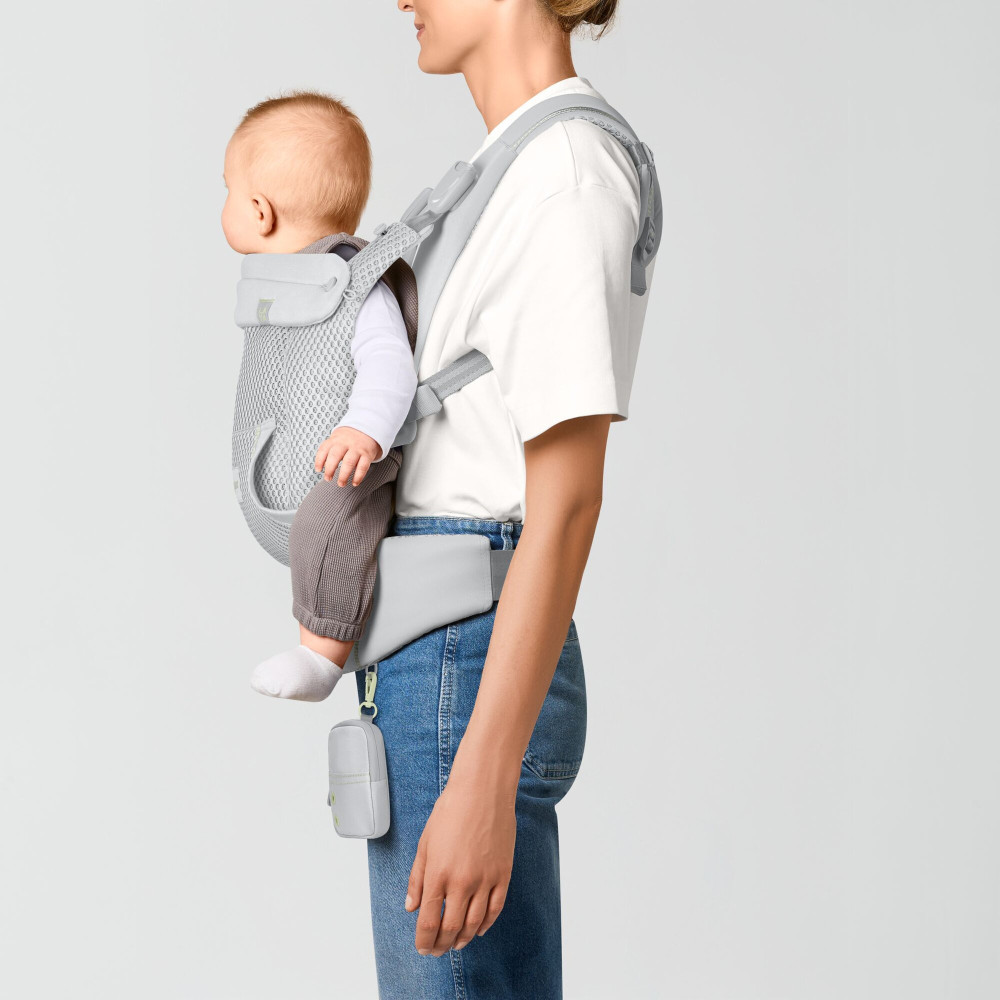 Cybex Laya - ergonomiczne nosidełko dla dzieci od urodzenia do ok. 3 lat, z kieszenią kangurka i odpinaną portmonetką, magnetyczne klamry • Fog Grey