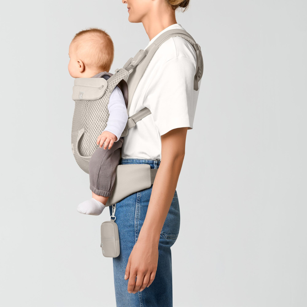 Cybex Laya - ergonomiczne nosidełko dla dzieci od urodzenia do ok. 3 lat, z kieszenią kangurka i odpinaną portmonetką, magnetyczne klamry • Dune Grey