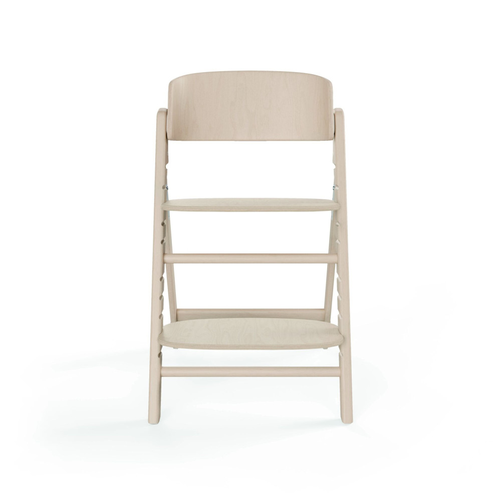Cybex Click & Fold - składane wysokie krzesło z drewna bukowego, regulowane siedzisko i podnóżek, bez Baby Setu i tacki • All Natural Light