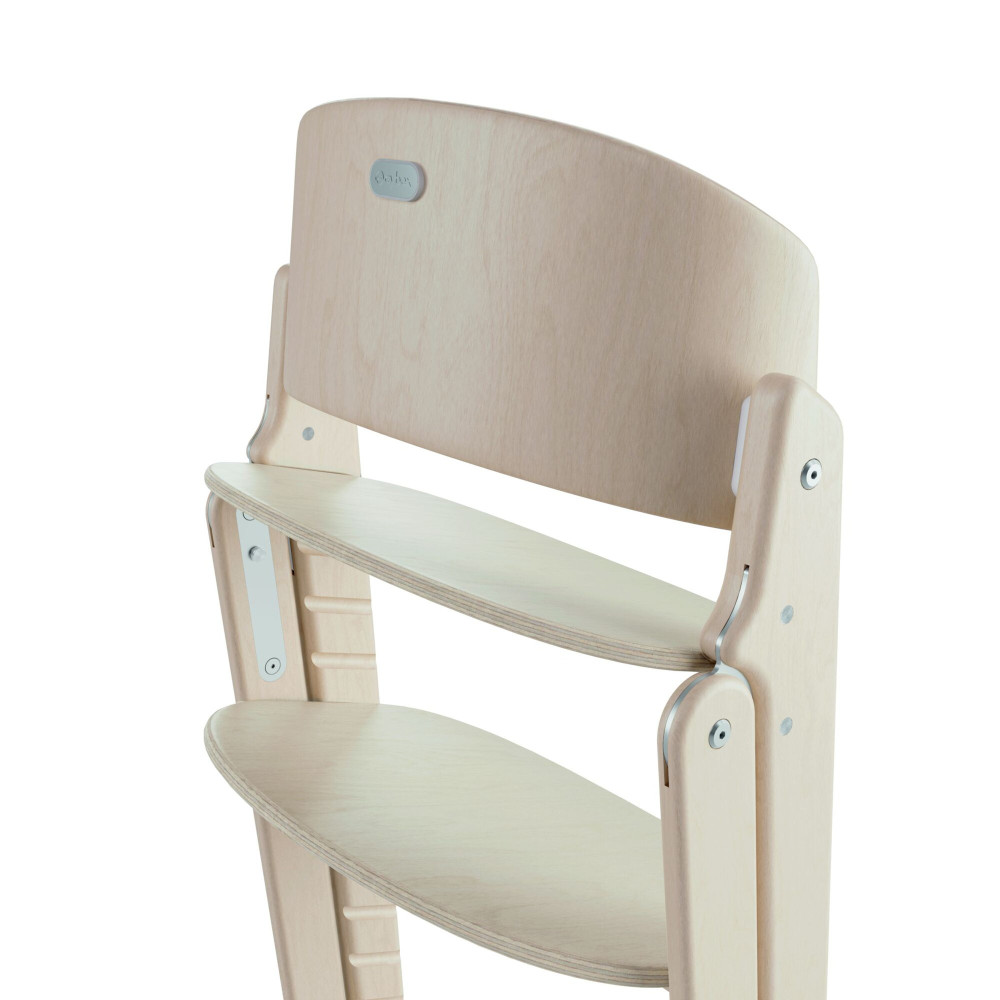Cybex Click & Fold - składane wysokie krzesło z drewna bukowego, regulowane siedzisko i podnóżek, bez Baby Setu i tacki • All Natural Light