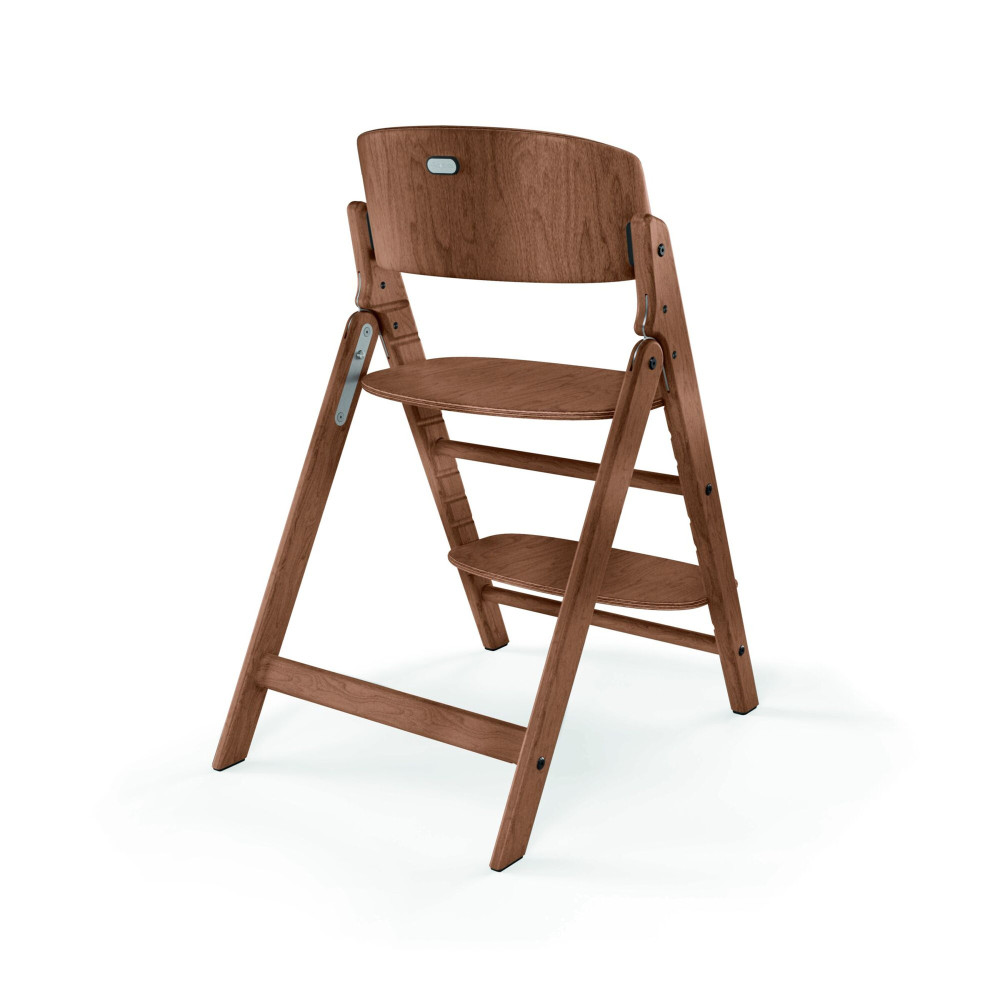 Cybex Click & Fold - składane wysokie krzesło z drewna bukowego, regulowane siedzisko i podnóżek, bez Baby Setu i tacki • All Natural Dark