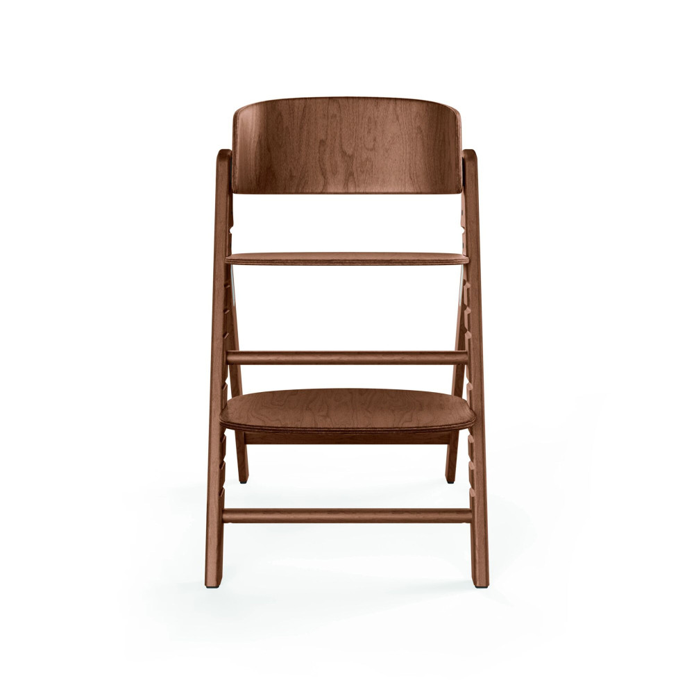 Cybex Click & Fold - składane wysokie krzesło z drewna bukowego, regulowane siedzisko i podnóżek, bez Baby Setu i tacki • All Natural Dark