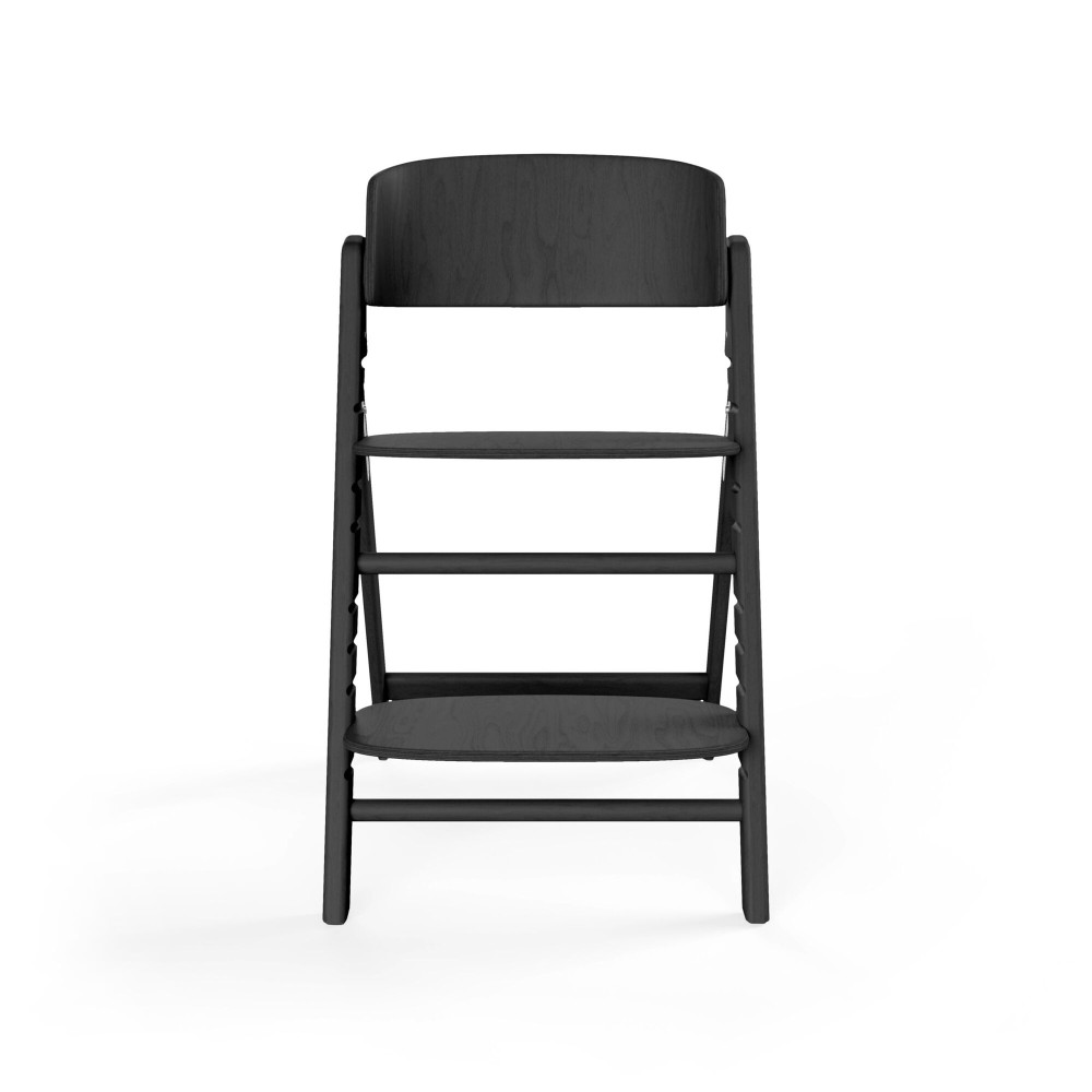 Cybex Click & Fold - składane wysokie krzesło z drewna bukowego, regulowane siedzisko i podnóżek, bez Baby Setu i tacki • Stunning Black