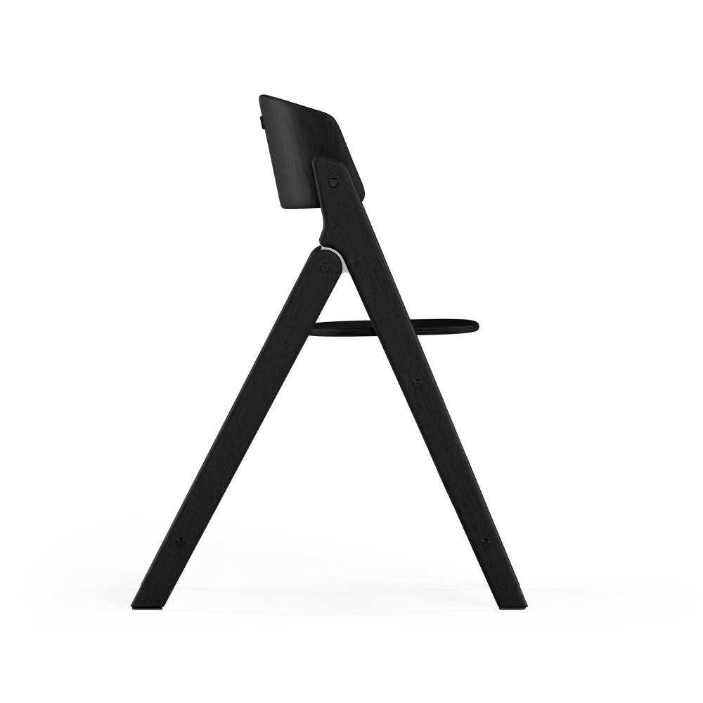 Cybex Click & Fold - składane wysokie krzesło z drewna bukowego, regulowane siedzisko i podnóżek, bez Baby Setu i tacki • Stunning Black