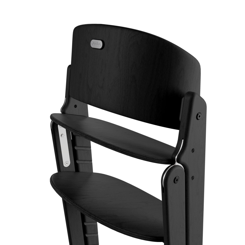 Cybex Click & Fold - składane wysokie krzesło z drewna bukowego, regulowane siedzisko i podnóżek, bez Baby Setu i tacki • Stunning Black