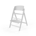 Cybex Click & Fold - składane wysokie krzesło z drewna bukowego, regulowane siedzisko i podnóżek, bez Baby Setu i tacki • All White