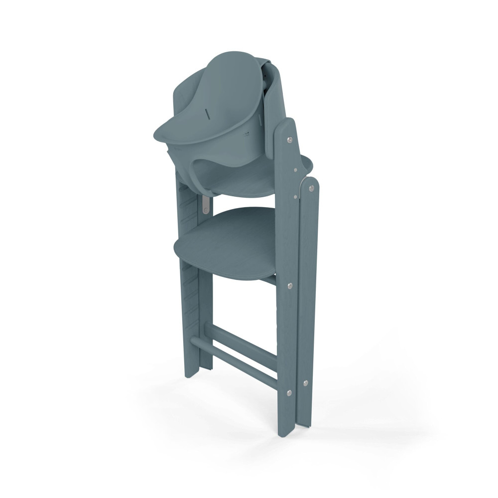 Cybex Click & Fold 3-in-1 - składane krzesełko z drewna bukowego z Baby Setem i tacką, od 6. miesiąca życia, zestaw 3 w 1 • Stone Blue