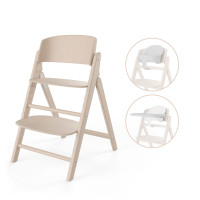 Cybex Click & Fold 3-in-1 - składane krzesełko z drewna bukowego z Baby Setem i tacką, od 6. miesiąca życia, zestaw 3 w 1 • All Natural Light