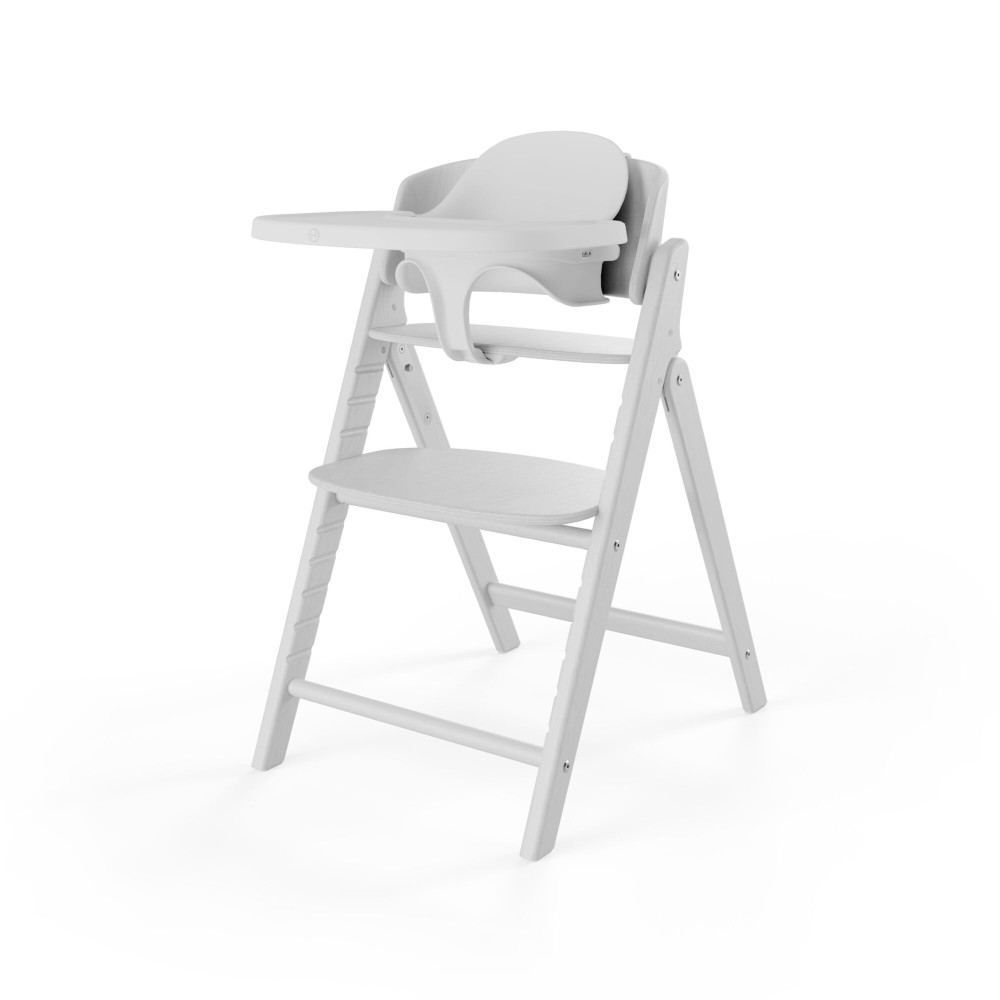 Cybex Click & Fold 3-in-1 - składane krzesełko z drewna bukowego z Baby Setem i tacką, od 6. miesiąca życia, zestaw 3 w 1 • All White