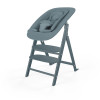 Cybex Click & Fold 4-in-1 - składane krzesełko z drewna bukowego z Baby Setem, tacką i bujaczkiem Gold Bouncer Nest, od urodzenia, zestaw 4 w 1 • Stone Blue