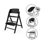 Cybex Click & Fold 4-in-1 - składane krzesełko z drewna bukowego z Baby Setem, tacką i bujaczkiem Gold Bouncer Nest, od urodzenia, zestaw 4 w 1 • Stunning Black