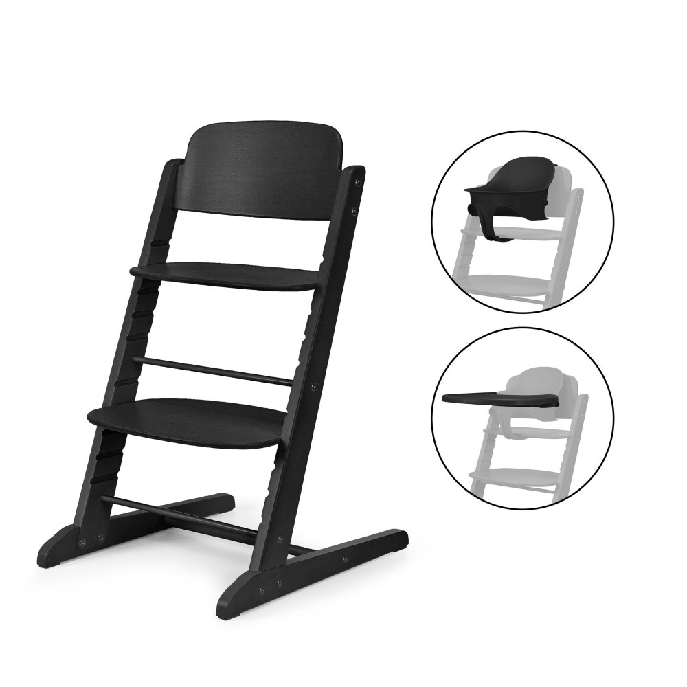 Cybex Iris 3-in-1 - wysokie krzesełko z drewna bukowego z Baby Setem i tacką, od 6. miesiąca życia • Stunning Black