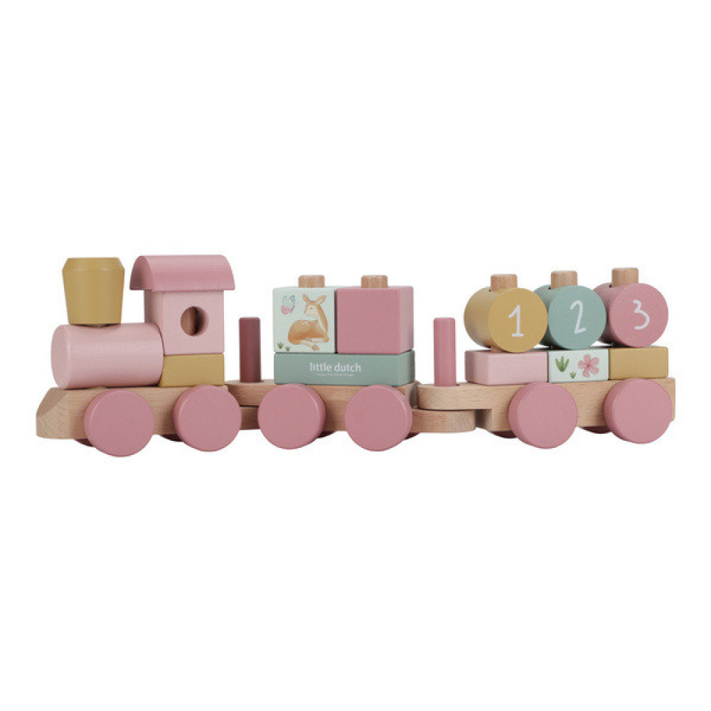 Little Dutch - drewniany pociąg z klockami FSC (LD7354) • Fairy Garden