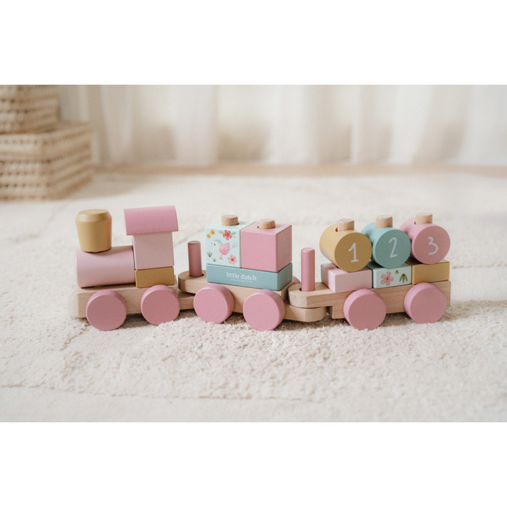 Little Dutch - drewniany pociąg z klockami FSC (LD7354) • Fairy Garden