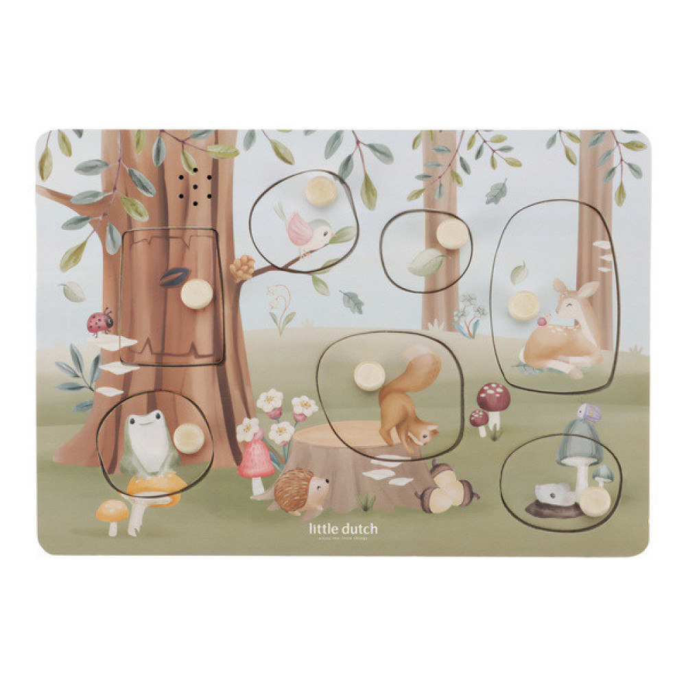Little Dutch - drewniane puzzle dźwiękowe Forest Friends (LD7240) • 1 rok+
