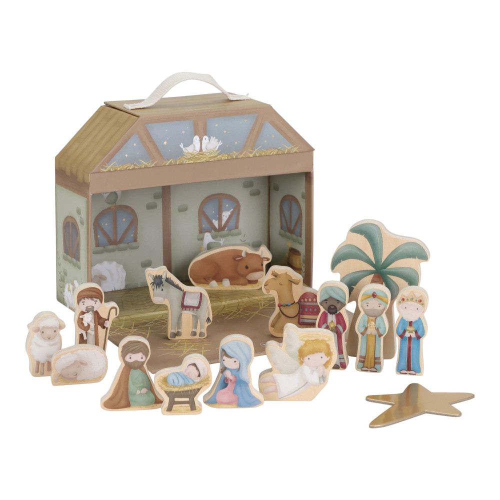 Little Dutch - szopka bożonarodzeniowa w walizce z drewnianymi figurkami FSC (LD4879) • 18 mc+