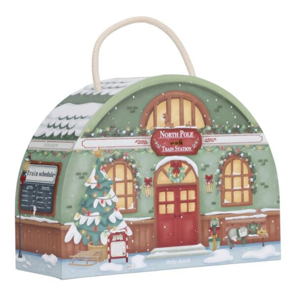 Little Dutch - kalendarz adwentowy z drewnianym pociągiem w walizeczce FSC (LD4880) • 2+