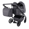 Junama Duo V4 - wózek bliźniaczy 2w1 dla bliźniąt i rodzeństwa rok po roku, tylko 78 cm szerokości, składane gondole • Grey