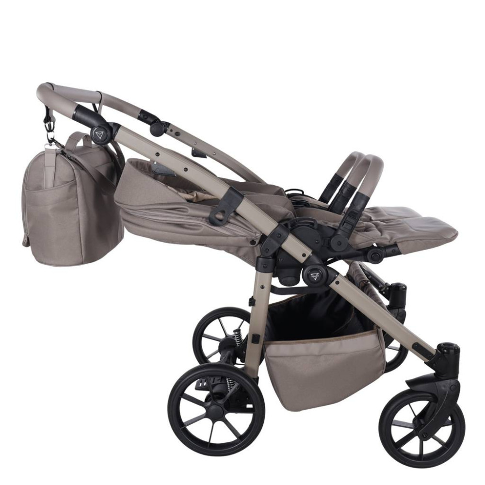 Junama Duo V4 - wózek bliźniaczy 2w1 dla bliźniąt i rodzeństwa rok po roku, tylko 78 cm szerokości, składane gondole • Taupe Cappuccino