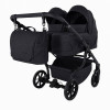 Junama Duo V4 - wózek bliźniaczy 2w1 dla bliźniąt i rodzeństwa rok po roku, tylko 78 cm szerokości, składane gondole • Black