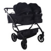 Junama Duo V4 - wózek bliźniaczy 2w1 dla bliźniąt i rodzeństwa rok po roku, tylko 78 cm szerokości, składane gondole • Black