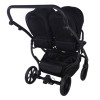 Junama Duo V4 - wózek bliźniaczy 2w1 dla bliźniąt i rodzeństwa rok po roku, tylko 78 cm szerokości, składane gondole • Black