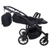 Junama Duo V4 - wózek bliźniaczy 2w1 dla bliźniąt i rodzeństwa rok po roku, tylko 78 cm szerokości, składane gondole • Black