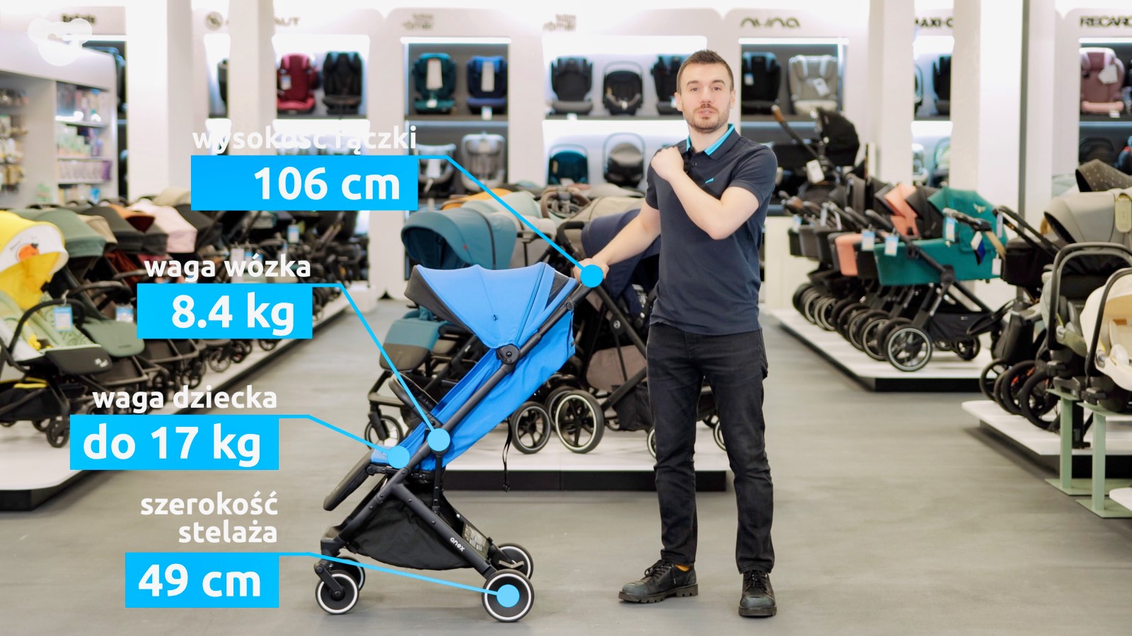 wymiary wózek spacerowy Anex Air-X