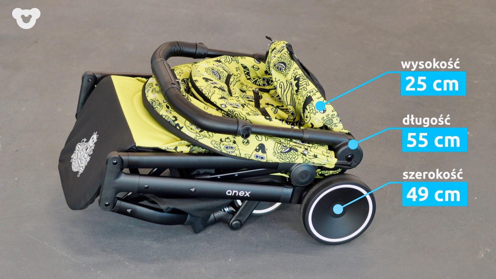 Wymiary po złożeniu Anex Air-X wózek spacerowy