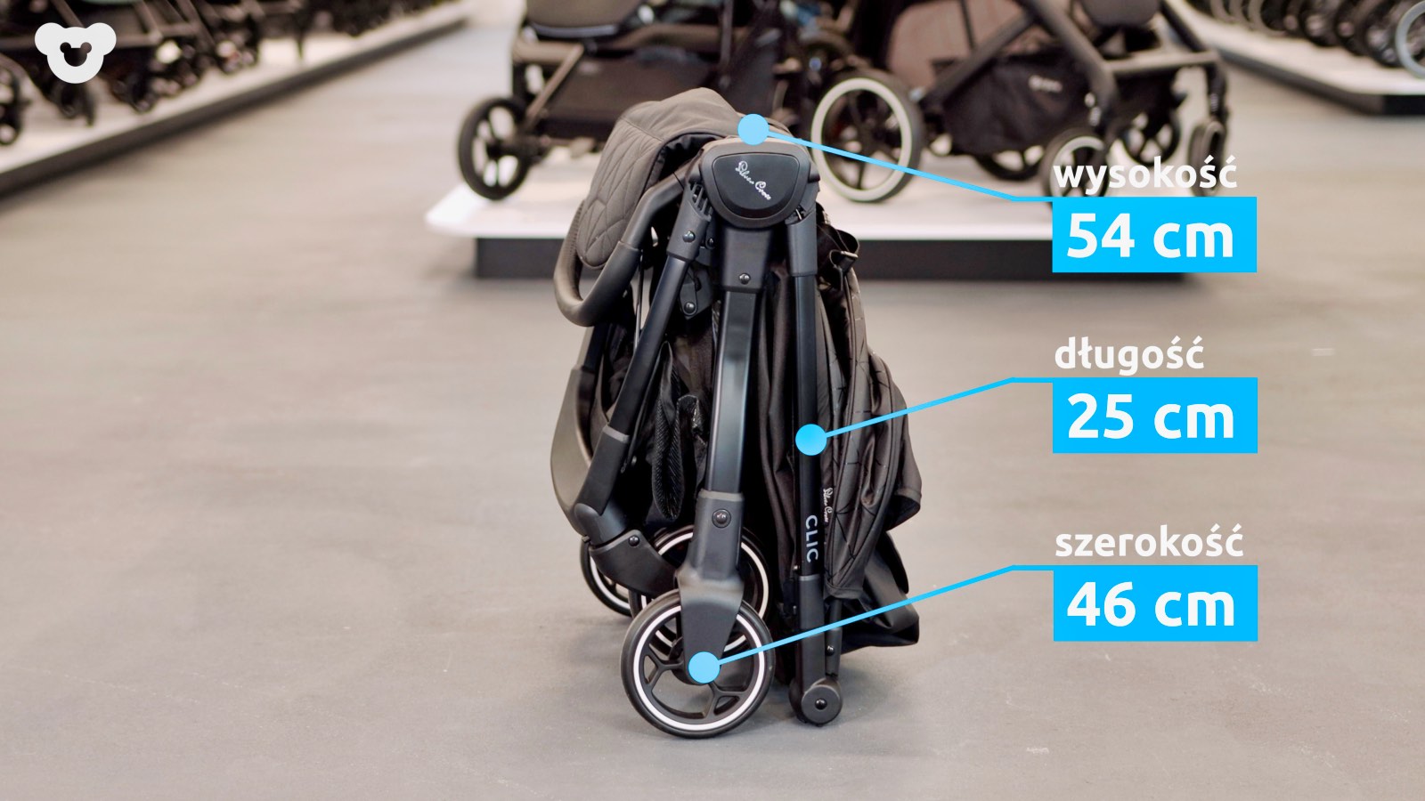 Wymiary po złożeniu Silver Cross Clic