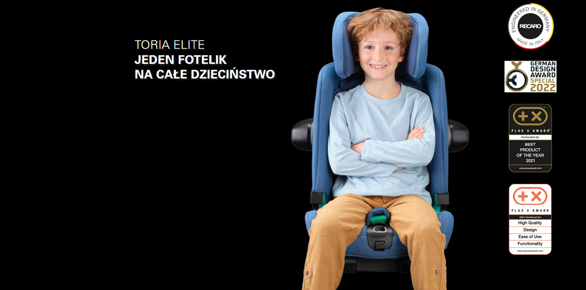 fotelik samochodowy Recaro Toria Elite dla dzieci od 15 miesięcy do 12 lat