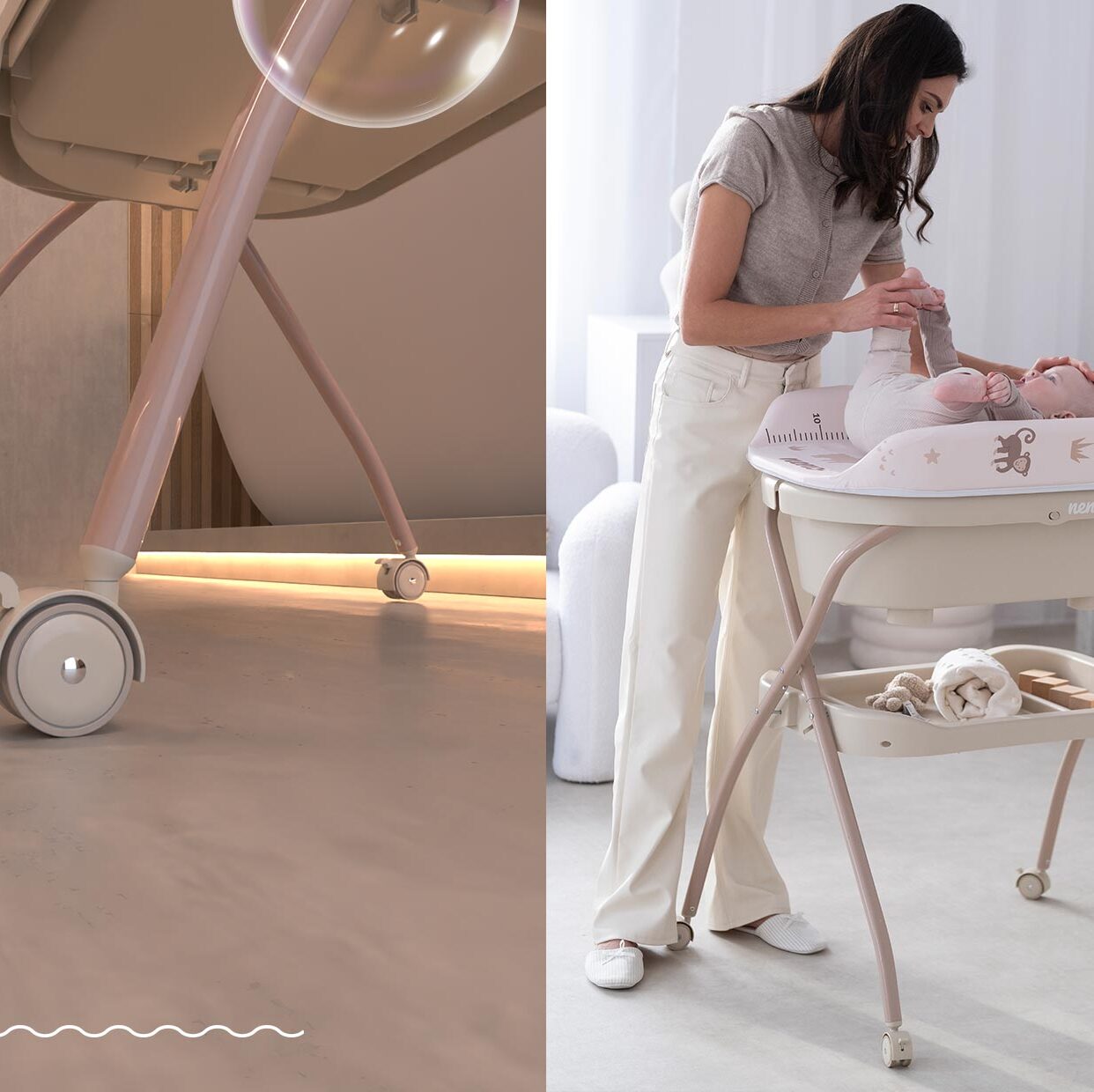 wanienka dla dzieci stelażem i przewijakiem 2w1 Neno Breza