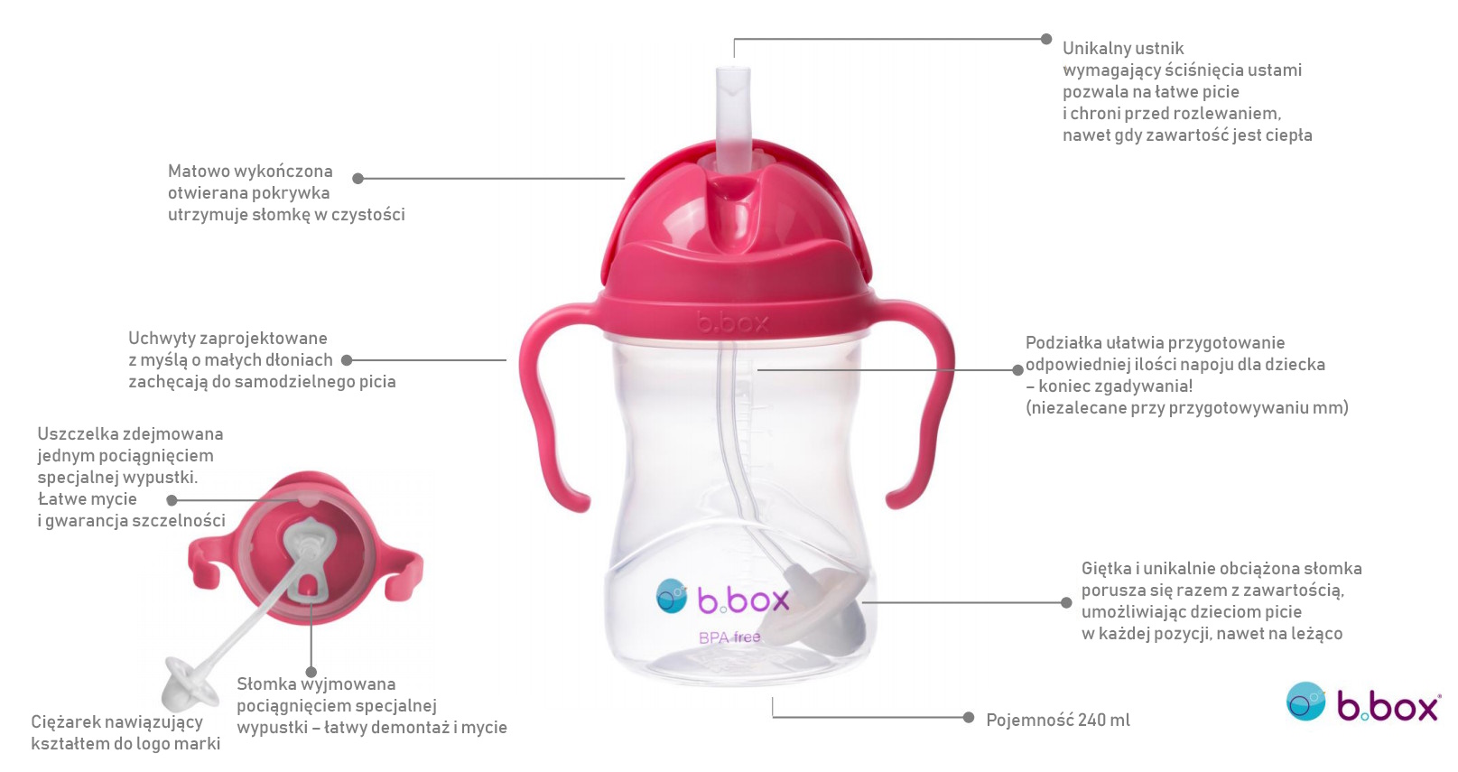 Поїльник b.box з обтяженою соломинкою, чашка з трубочкою для дитини 240 ml