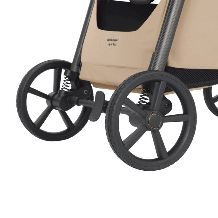 Miękka amortyzacja, Carrello Bravo Carbon 2026 CRL-5530 - wózek spacerowy całoroczny z lampką LED, ulepszona amortyzacja, magnetyczne zapięcie pasów, rączka teleskopowa • Tropic Green