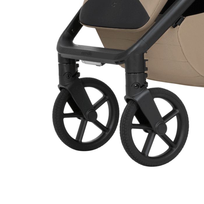 Większe koła, Carrello Bravo Carbon 2026 CRL-5530 - wózek spacerowy całoroczny z lampką LED, ulepszona amortyzacja, magnetyczne zapięcie pasów, rączka teleskopowa • Lumber Grey