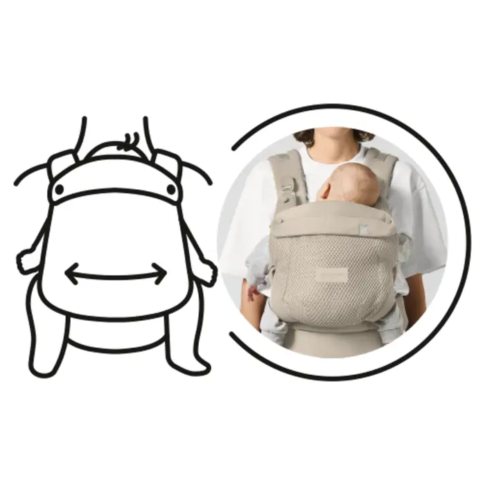 Materiał, który rośnie razem z dzieckiem, Cybex Amya - ergonomiczne nosidełko dla dzieci od urodzenia do ok. 3 lat, cztery pozycje noszenia, oddychająca siateczka 3D • Dune Grey
