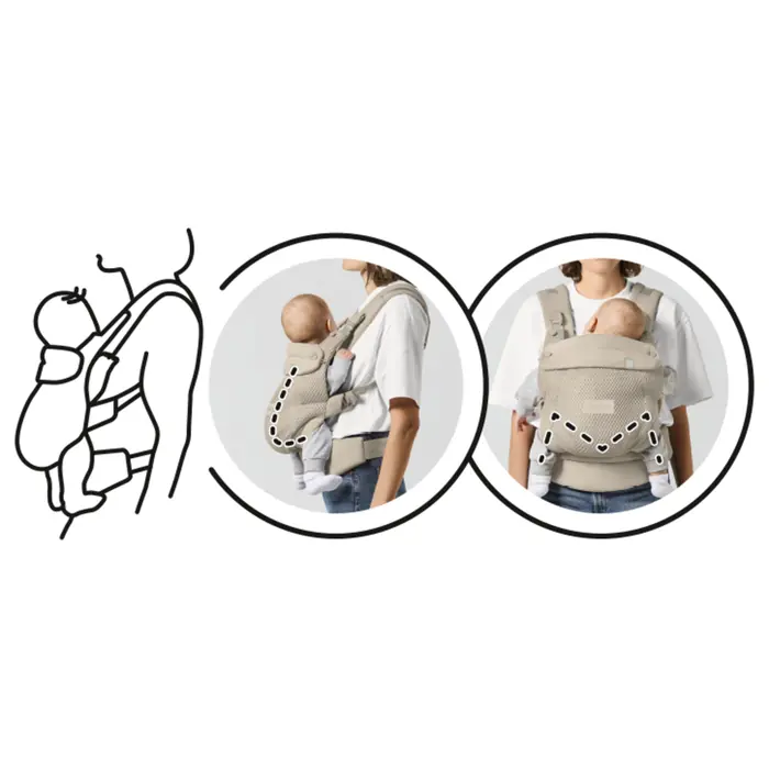 Ergonomiczne podparcie, Cybex Amya - ergonomiczne nosidełko dla dzieci od urodzenia do ok. 3 lat, cztery pozycje noszenia, oddychająca siateczka 3D • Dune Grey