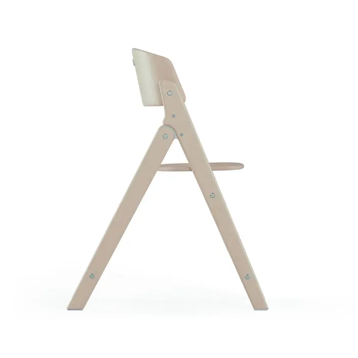 Ergonomiczna pozycja siedząca, Cybex Click & Fold - składane wysokie krzesło z drewna bukowego, regulowane siedzisko i podnóżek, bez Baby Setu i tacki • All Natural Light