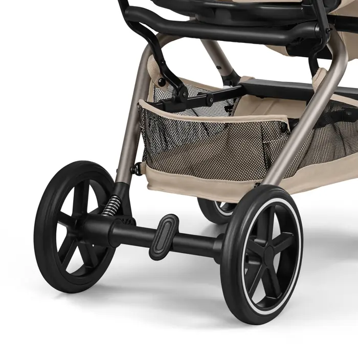 Kosz dopasowany kolorystycznie, Cybex Eezy S Twist+2 2026 - wózek spacerowy z obrotowym siedziskiem 360°, koła terenowe, składany jedną ręką • Almond Beige