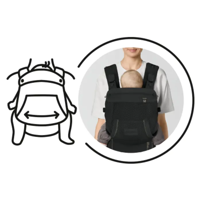 Materiał, który rośnie razem z dzieckiem, Cybex Laya - ergonomiczne nosidełko dla dzieci od urodzenia do ok. 3 lat, z kieszenią kangurka i odpinaną portmonetką, magnetyczne klamry • Almond Beige