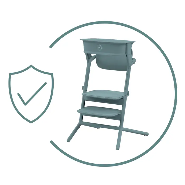 Stabilna konstrukcja, Cybex Lemo Training Tower - dodatek zamieniający krzesełko Lemo w wieżę edukacyjną, od 1 roku, montaż jedną ręką, krzesełko sprzedawane osobno • Stone Blue
