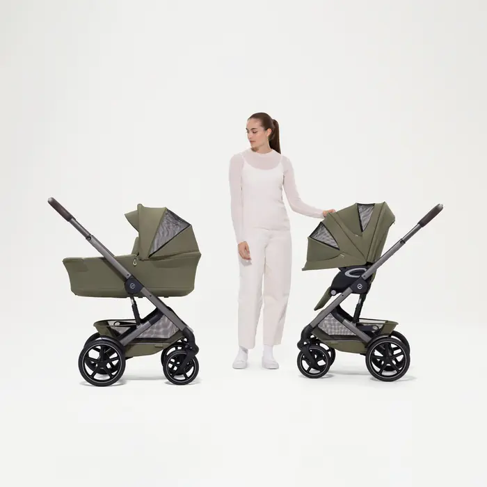 Budka XXL UPF50+ z okienkiem, Cybex Talos S Lux 2026 - wózek 2w1 ze składaną gondolą Talos, odwracane siedzisko, składany jedną ręką • Moss Green