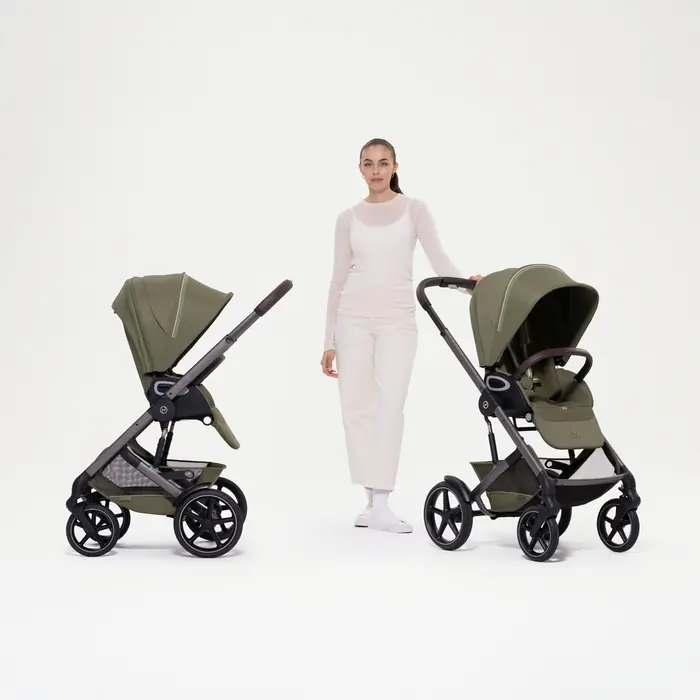 Odwracane siedzisko, Cybex Talos S Lux 2026 - wózek 2w1 ze składaną gondolą Talos, odwracane siedzisko, składany jedną ręką • Moss Green