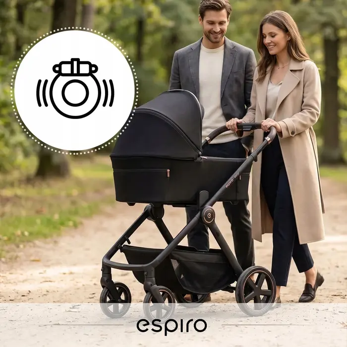 Stabilizator drgań gondoli, Espiro Only - lekki wózek dziecięcy 2w1, potrójna wentylacja gondoli, teleskopowa rączka, dwustronne siedzisko • 519 Vanilla Beige