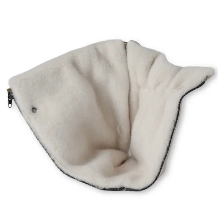 Owcza wełna Premium, Zaffiro Scandi - mufka do wózka z wełną owczą Premium, dwuczęściowa 2w1 • Beige